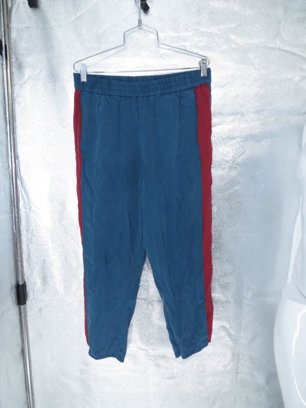 Universal Standard J Crew Blue Red Stripe Barrel Leg Track Pants Size Medium M